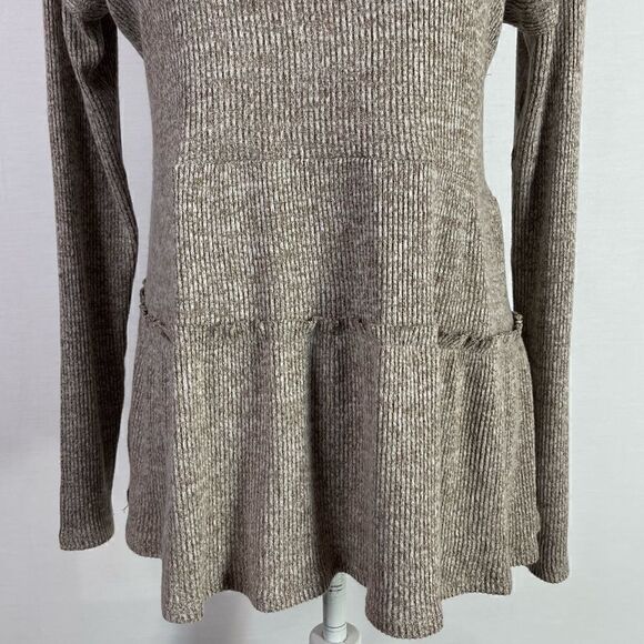 NWT Maurice’s Ribbed Mock Neck Babydoll Knit Top (Heather Taupe) - Small - Picture 5 of 9